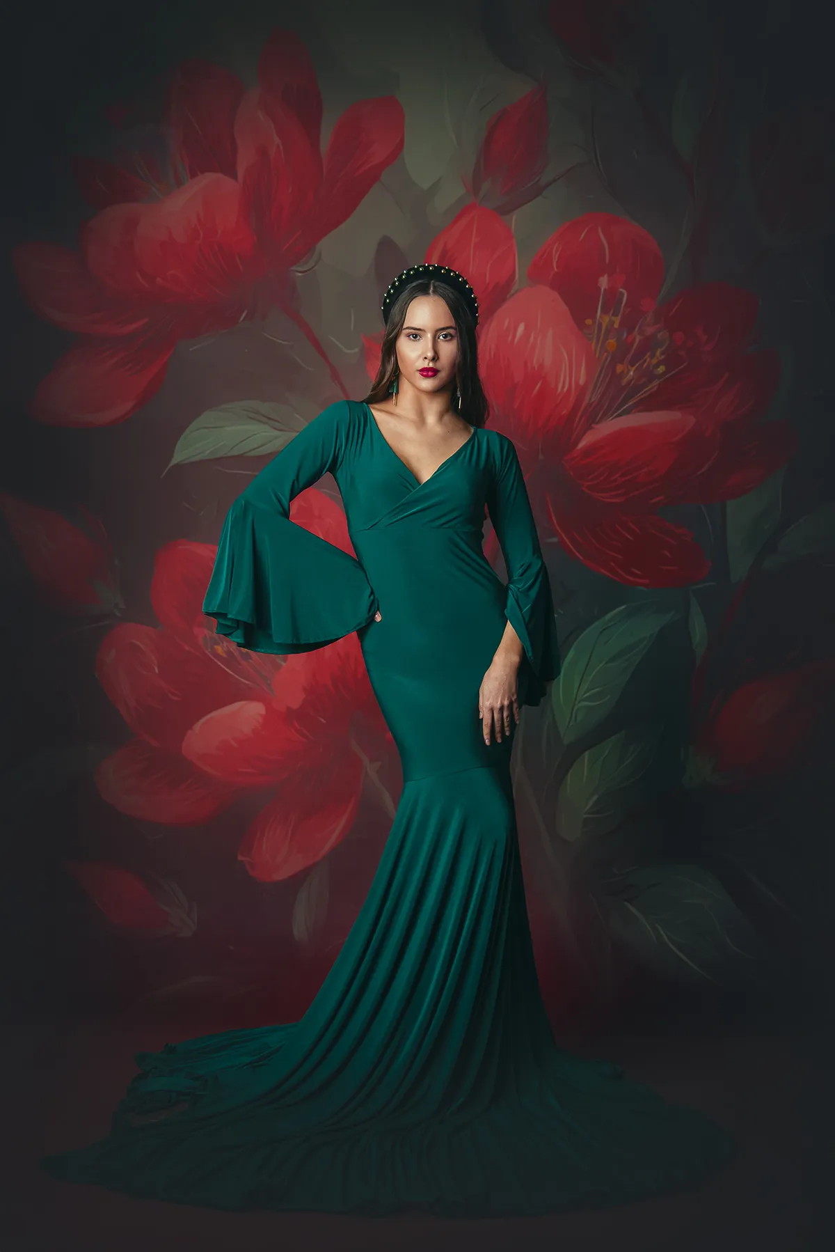 Subtelne światło otula kobiecą sylwetkę, podkreślając zmysłowość i tajemniczość chwili w studio